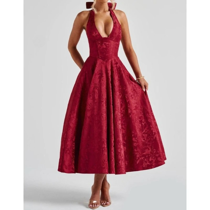 Deeptown Gaun Pesta Malam Eleg - Women'S Red Formal Wear ulasan dan harga