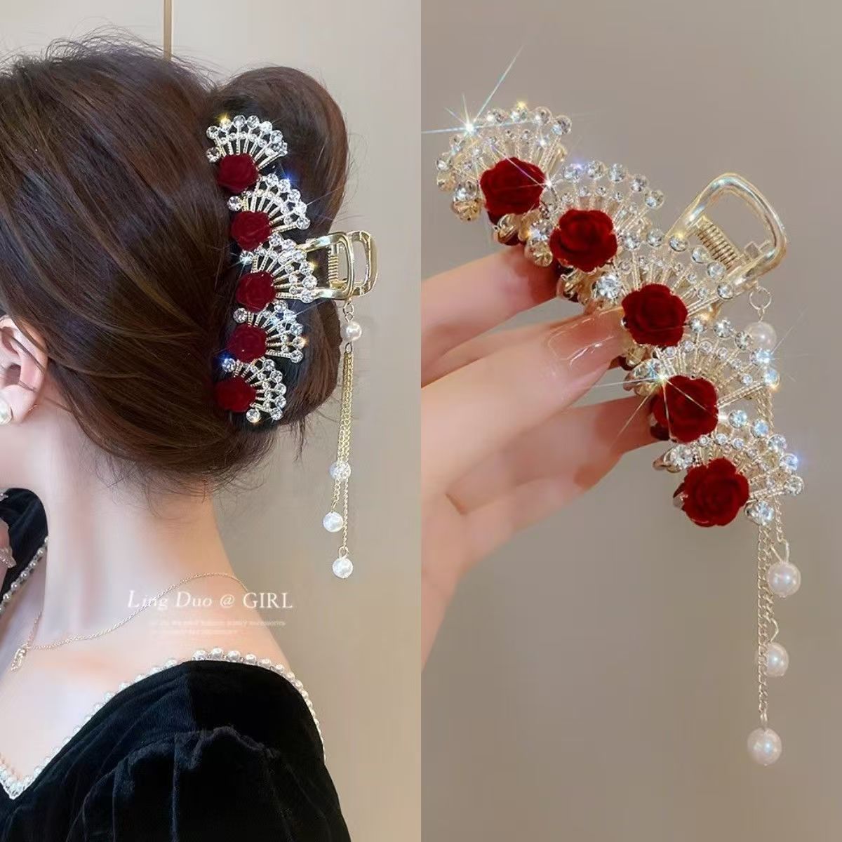 Jepit Rambut Vintage Merah Ber - Women'S Red Formal Wear ulasan dan harga