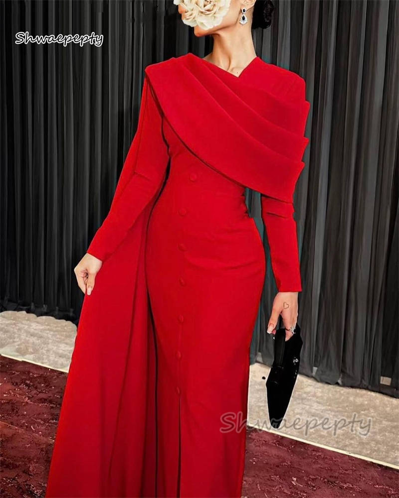 Gaun Formal Merah Elegan Gaun  - Women'S Red Formal Wear ulasan dan harga
