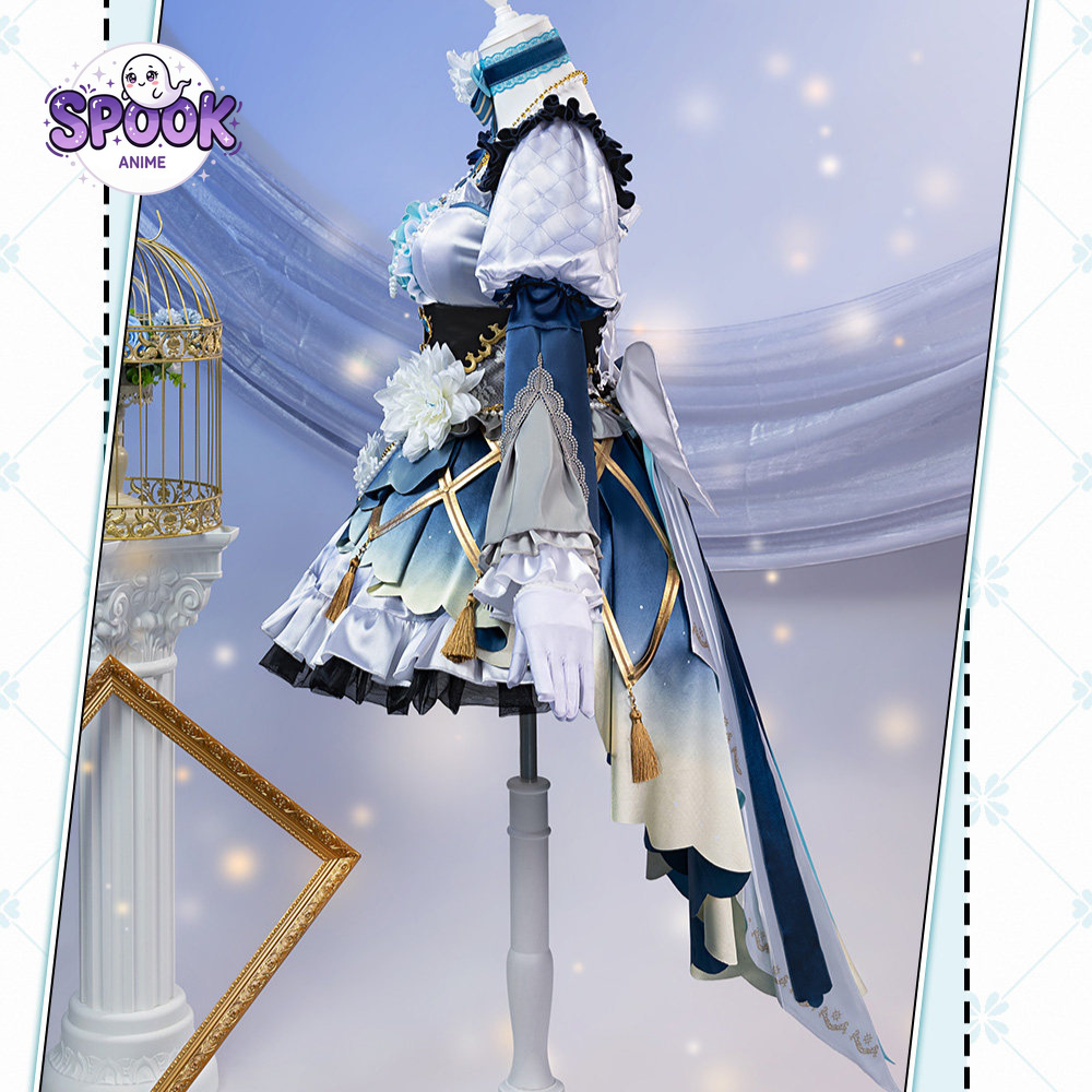 Gaun Lolita Biru Putih Kostum  - Evening Gown ulasan dan harga
